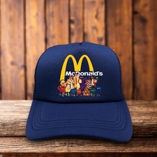 McDonald's Crew Mens Trucker Hat Navy Hamburglar Ronald McDonald Vintage Logo