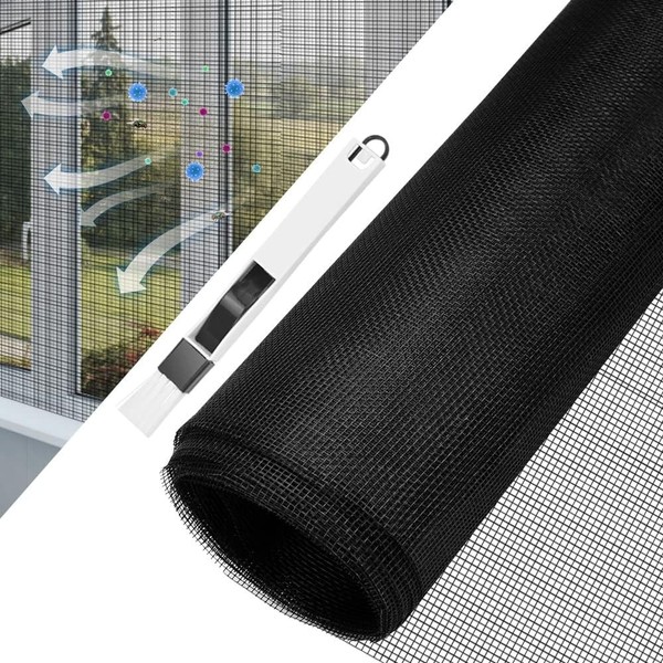 Fliegengitter Meterware Fiberglas 120X250Cm Insektenschutz Schwarz Uv-BestäNdig-image