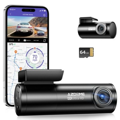 AZDOME Dual 4K+1080P Dashcam Auto Kamera 5GWiFi GPS 24H Parkmodus G-Sensor 64GB