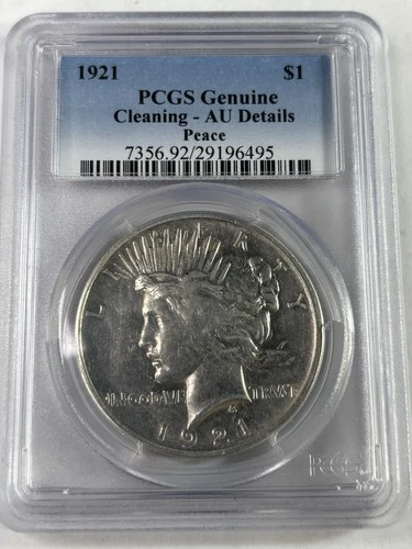 1921 High Relief $1 Silver Peace Dollar PCGS AU Details Key Date 1,006,000Minted