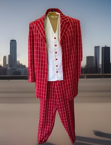 Vintage Theatrical Or Clown Vanetti 3 Piece Red Pin-Stripe Suit