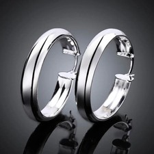 Women's Classic 925 Sterling Solid Silver 1.75" Medium-Size Round Hoop Earrings