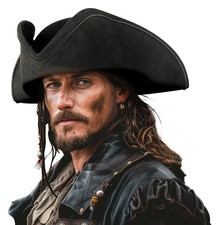 Pirate Hat for Women  Men Colonial Tricorn Halloween Adult Revolutionary war...