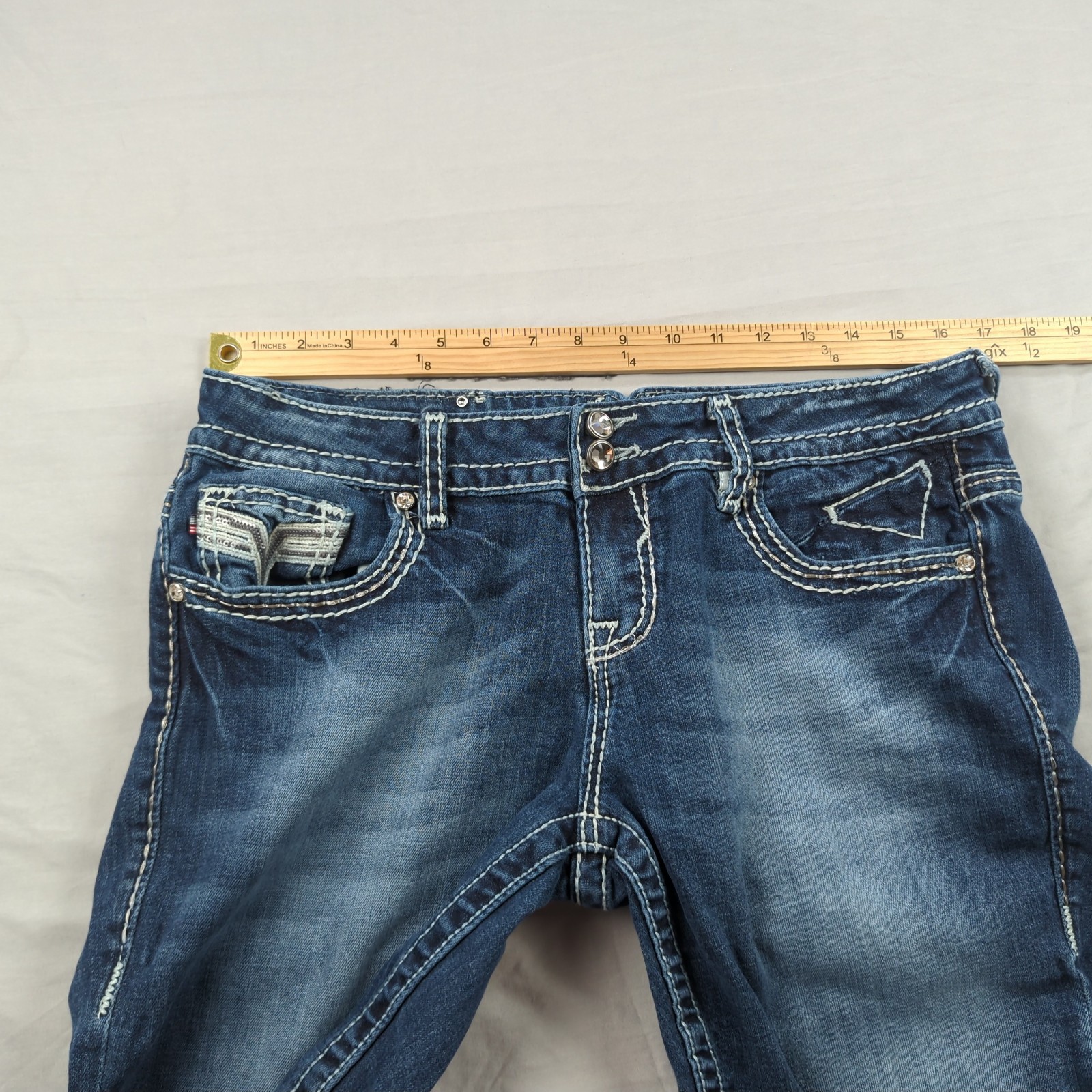 Vigoss Jeans Womens 12 Blue Dallas Slim Boot Cut Western Cowgirl Embroidered