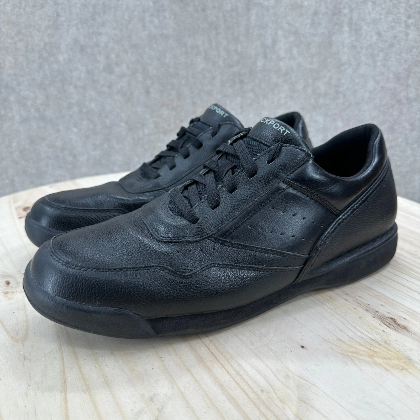 Rockport ProWalker Mens Walking Shoes 12M Black Leather Lace Up Sneakers Low Top
