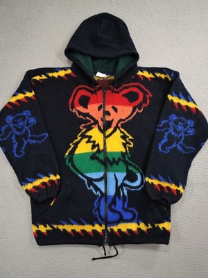 Grateful Dead Sweater Mens Large Dancing Bears Zip Hoodie Cowichan Alpaca