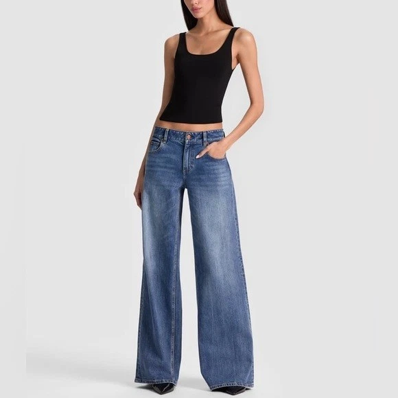 Alice + Olivia JEANS Pants Women’s Size 29 Blue Cotton Relax Preppy Wide Leg - Image 2 of 4