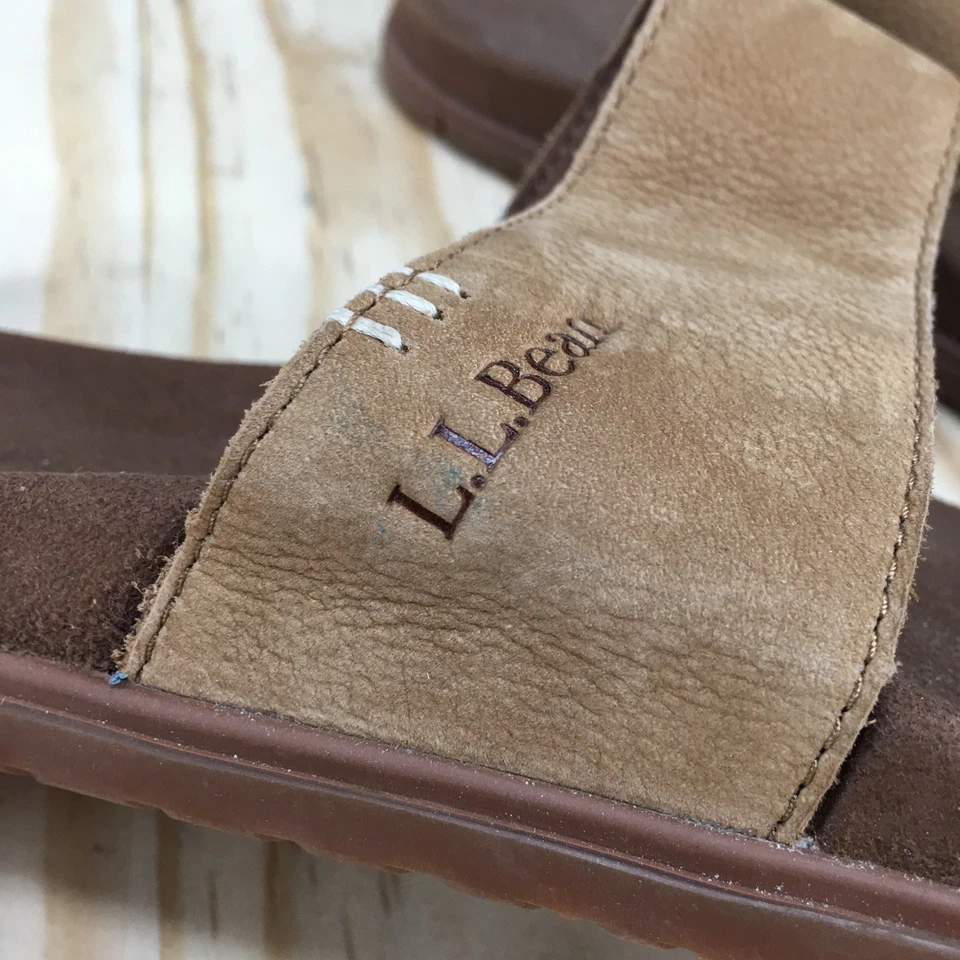 L.L.Bean Sandals Womens 10 M Go-Anywhere Slide Brown Suede Cross Strap 519115 - Image 4 of 4