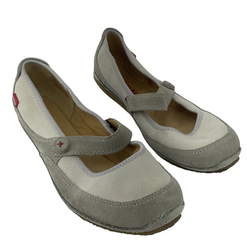 Ballerine donna Clarks grigio pelle suola crepe Mary Jane taglia 9 usate