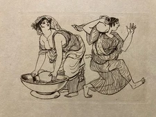 Barta Engraving Water Strong 1950 Portrait Roman Art Lithograph Greek Woman