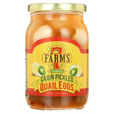 7 Farms Cajun Pickled Quail Eggs   Spicy, Gourmet Snack, Jar of 12-18 Eggs