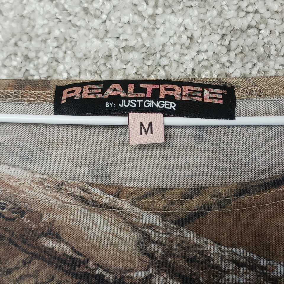 Camiseta Realtree Top Mujer M Camuflada Mangas Dolman Corazón Recortado Gráfico Estampado Foto 4 de 4