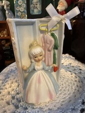 RARE VTG Relpo 5825 Girl in Closet planter Japan Sticker 50s/60s repaired arm