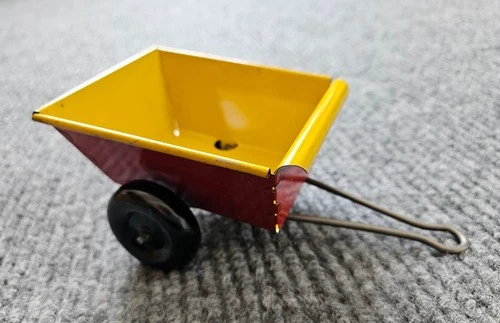 Marx Sparkling Climbing Tractor Trailer Tin Litho Toy Red Yellow Vintage 1950s