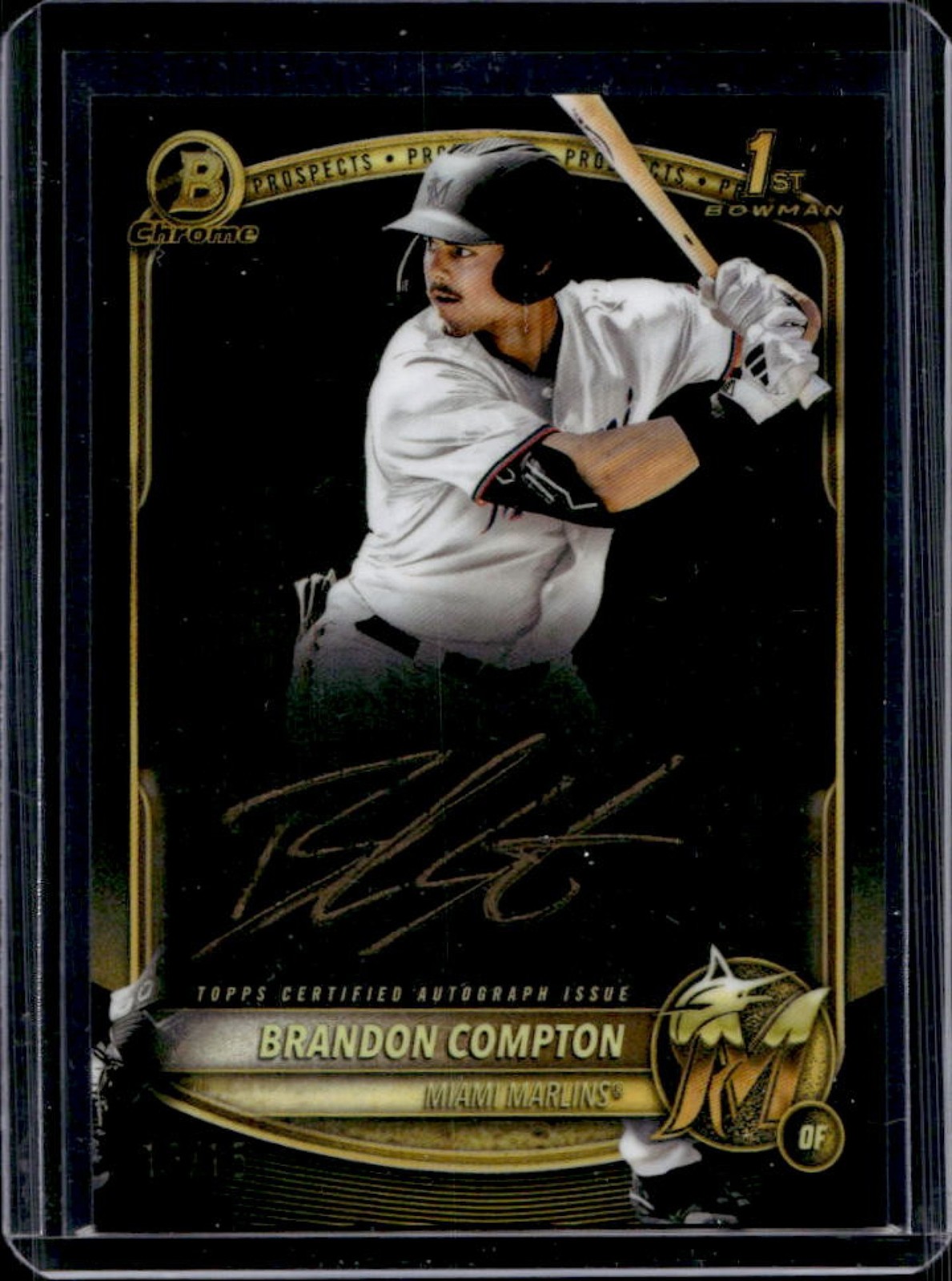 2025 Bowman Draft Brandon Compton Chrome Auto Gold Ink 1st #/15 Marlins