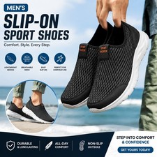 Men's Walking Shoes Lightweight Breathable Slip On Casual Comfort Sneakers