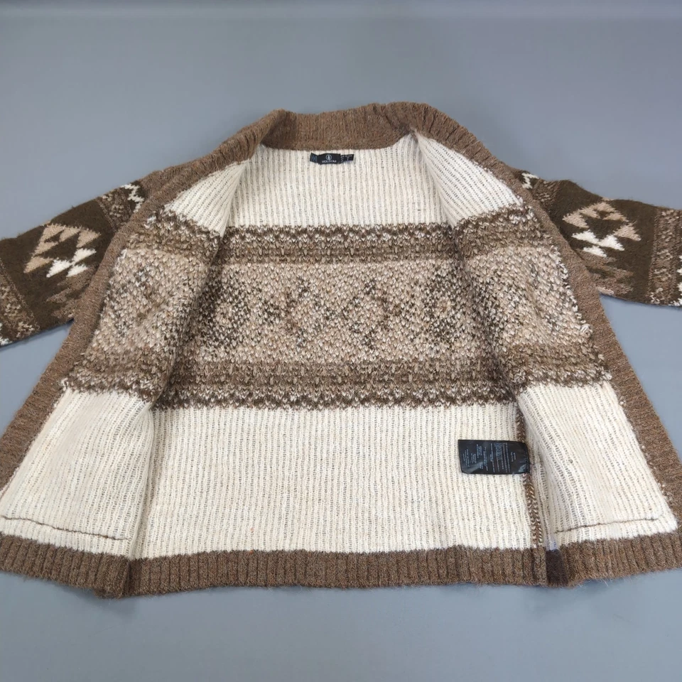 Volcom Aw Peow Open Cardigan knit Womens Extra Small Brown Hazelnut Wool Blend - Image 3 of 4