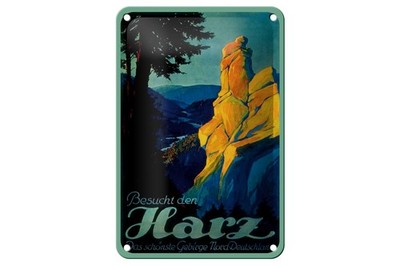 Blechschild Reise 12x18 cm Besuch den Harz Das schönste Gebirge Deko Schild