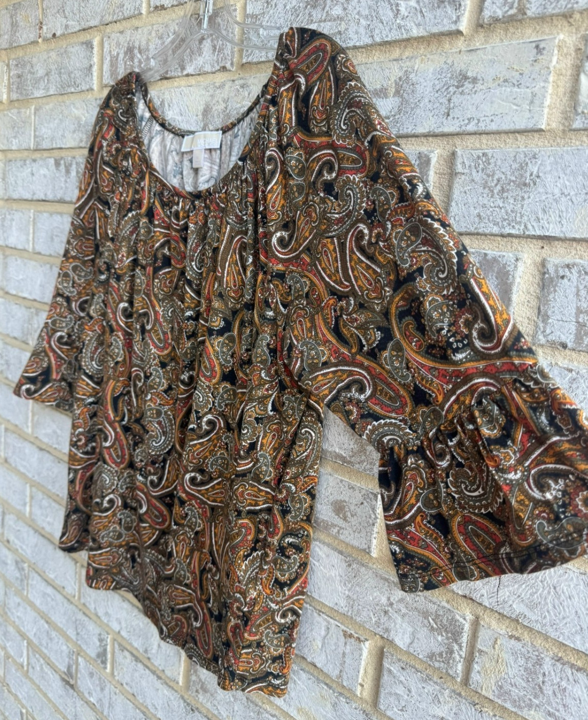 MICHAEL Michael Kors 3/4 Bell Sleeve Cotton Blend Paisley Blouse Women's Size XL thumbnail 5