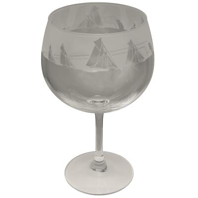 Gin Glass Decorated All At Sea Copa Balloon Glassware Sandblast Gift Box Animo