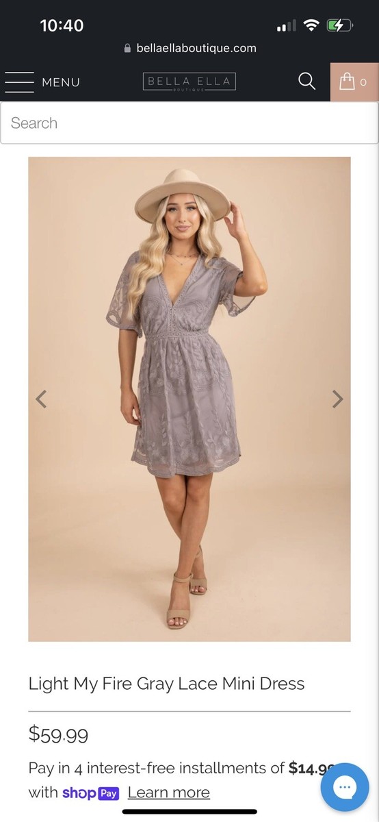 Bella Ella Womens Lace Boho Dress Light My Fire Gray Wedding XL