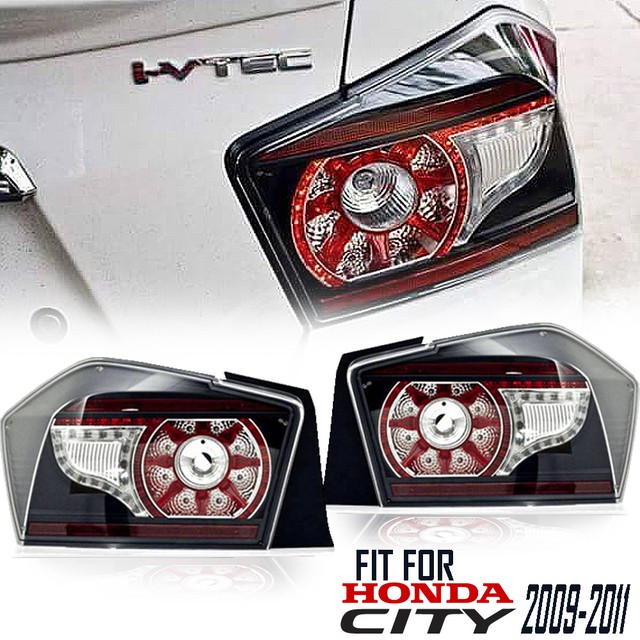 BLACK REAR TAIL LIGHT LAMP CLEAR LEN LED HONDA CITY 09 10 11 12 13 14