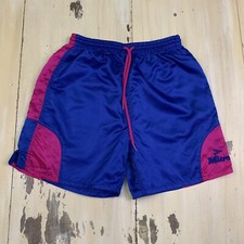 MITRE - Vtg 80s-90s Blue Hot Pink Shiny Football Soccer Shorts, Mens Medium