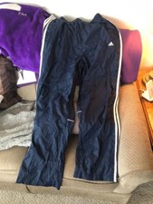 Adidas Warm up pants - Large - blue, white/gray stripes - new without tags