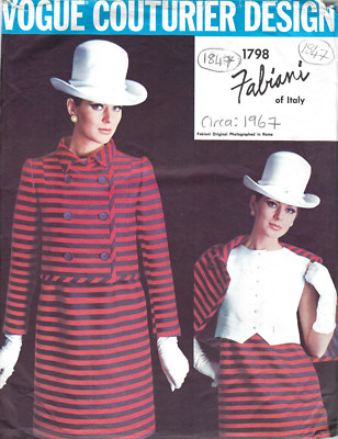 1967 Vintage VOGUE Sewing Pattern B36 SUIT JACKET DRESS BLOUSE (1847R) Fabiani 