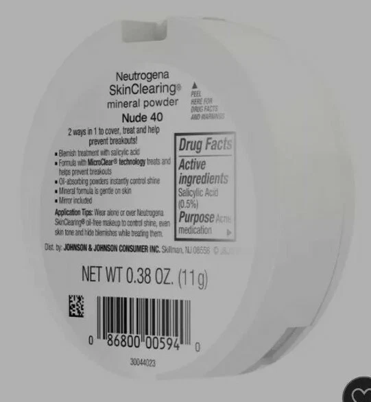 New Sealed Neutrogena SkinClearing Mineral Powder MicroClear Technology Nude 40 - Image 2 of 4