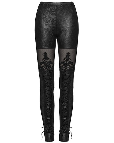Leggings Gothique Femme Black Sugar - Côté Lacets, Couleur Noir - Style Punk Rock - 4