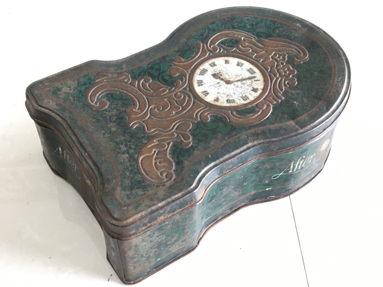 Vintage Nestle After Eight Chocolate Clock Shape Unique Tin Box ...