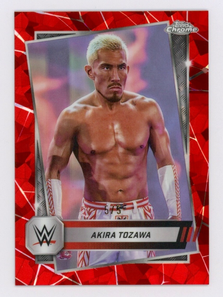 2025 Topps Chrome WWE Akira Tozawa /5 Red Geometric Refractor #71 RAW