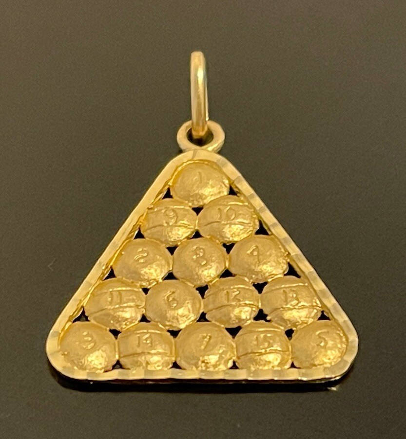 14K SOLID YELLOW GOLD LARGE TRIANGLE BILLIARDS BA… - image 2