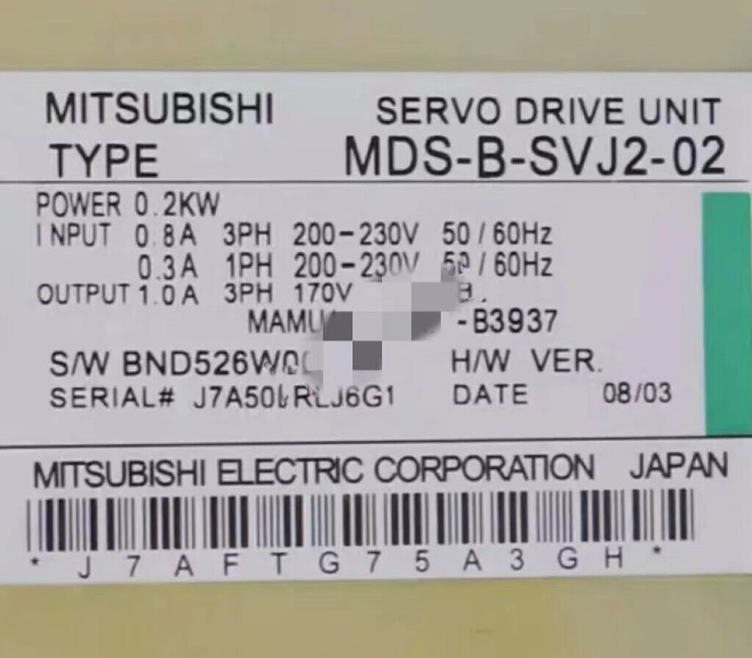 MDS-B-SVJ2-02 1PCS MITSUBISHI AC SERVO MOTOR MDS-B-SVJ2-02 MDS-B-SVJ2-02 1PCS MITSUBISHI AC SERVO MOTOR MDS-B-SVJ2-02