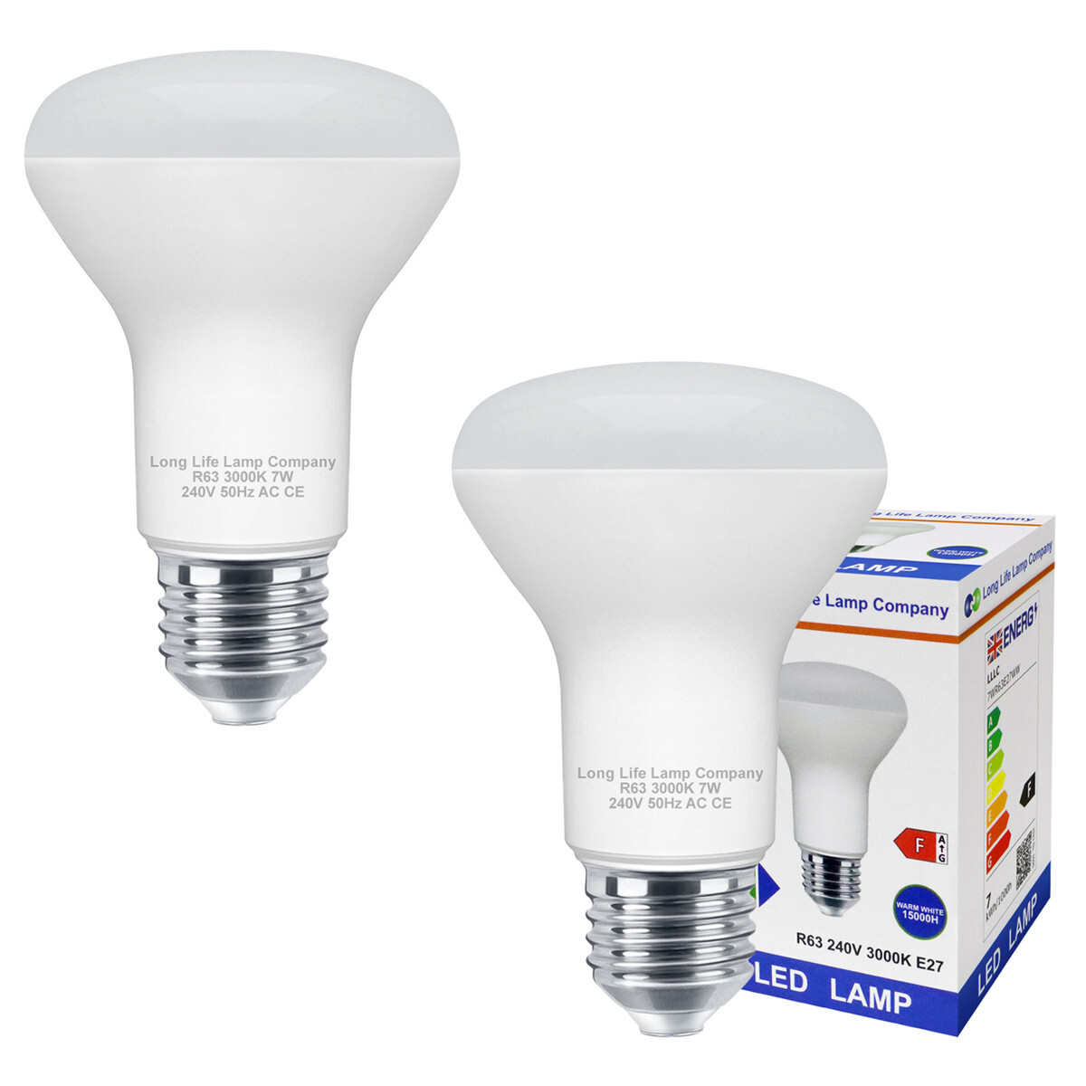 2 x R63 LED 7W E27 Replacement for Reflector R63 Light Bulb Warm White 630 Lumen