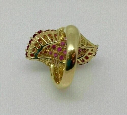 Lab Created Red Ruby 2Ct Round Cut Engagement Ring 14K Yellow Gold Silver Plated - Image 4 of 4