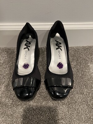 Anne Klein Sport Tatum Wedge Pump Slip on Shoes Black Size 1/2