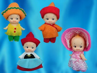 OIKE Rose O'neill Kewpie Japan Dolls Vinyl Mini Figure Keychain Set of 4 B
