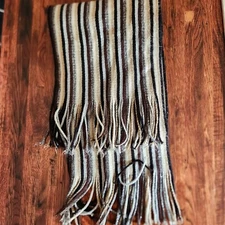 Cejon Striped Winter Scarf Stripe Neck Warmer Wrap Acrylic Metallic Accents 