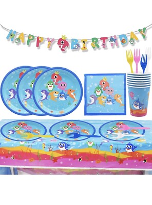 Baby Hai Partybesteck Set 34 Teile Hai Partyzubehör Set Baby