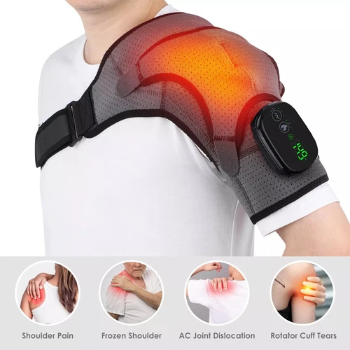 Elektrisch beheizte Schulter Massagegerät Bandage mit Vibrationstherapie Gelenkschmerzlinderung - Bild 9 von 12