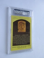 CHARLES CHAS GEHRINGER PSA/DNA Signed HOF Gold Plaque Postcard Autograph 