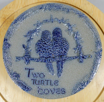 Rowe Pottery Works Salt-Glazed Twelve Days of Christmas Two Turtle Doves plate