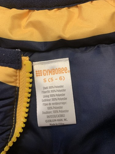 Gymboree Yellow Navy Puffer Vest Youth Size Small 5-6 Puffer Lining Pockets - Picture 3 of 6