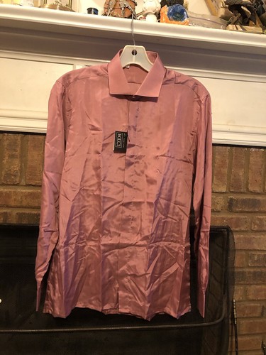 Bocci Button Down Hemd Herren Medium Seide Rosa Dunkelrosa Italienisch Nur Chemische Reinigung