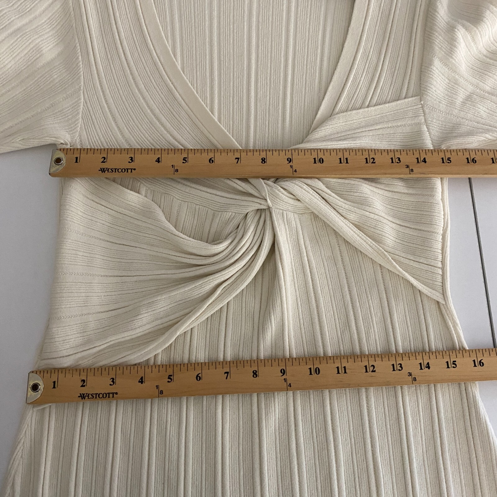 FRAME Twist-Front Rib Knit Midi Dress Size XL Bon… - image 9