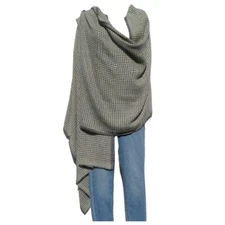 Cashmere|Shaw/Throw|HandLoomed|Nepal|"Natural"|2 Color Weave|Charcoal/Flax