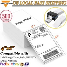 500 4"x6" Fanfold Direct Thermal Shipping Labels for Zebra Rollo MUNBY Printers