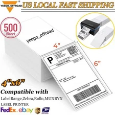 500 4"x6" Fanfold Direct Thermal Shipping Labels for Zebra Rollo MUNBY Printers